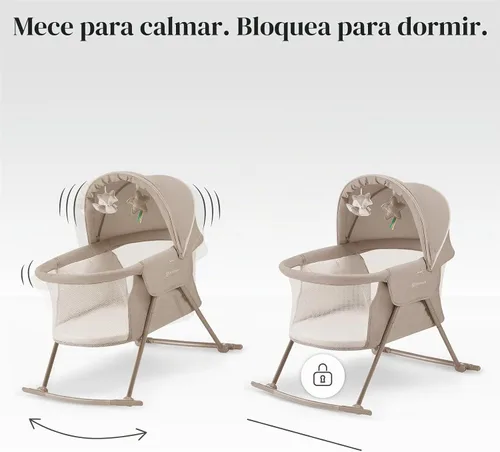 Vista 4 de Kinderkraft LOVI Cuna de Viaje para Bebé, Cuna Portátil Plegable con Mosquitera Integrada, Capota Ajustable y Función de Cuna Adicional, Beige