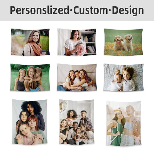 Vista 5 de BLINGPAINTING Tapiz personalizado para cargar imágenes personalizables, telón de fondo personalizado, crea tu propio tapiz para colgar en la pared
