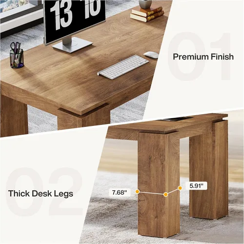 Vista 7 de Tribesigns Escritorio de madera para dos personas de 86 pulgadas, moderno escritorio doble para computadora, mesa de estación de trabajo extra larga