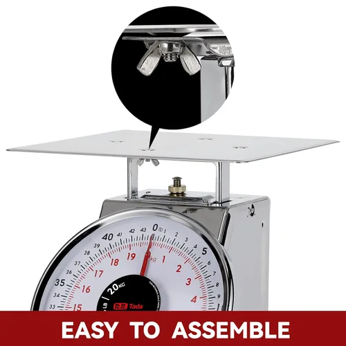 Vista 2 de Tada Báscula mecánica de cocina de acero inoxidable de 44 libras, báscula de alimentos resistente con control de porciones, báscula de alimentos