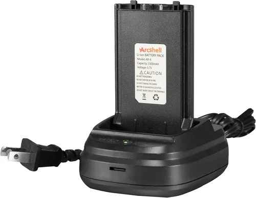 Vista 4 de Radios bidireccionales recargables de largo alcance con auricular, paquete de 4 walkie talkies Arcshell AR-6, batería de iones de litio y cargador