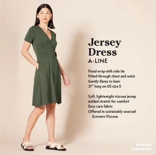 Vista 2 de Tienda Essentials - Vestido de manga corta para mujer, estilo cruzado falso