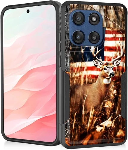 Vista 113 de Funda para Moto G Play 4G 2024, resistente de doble capa híbrida de policarbonato duro, goma suave, a prueba de golpes, funda protectora resistente