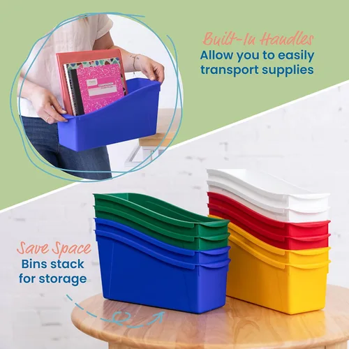 Vista 4 de ECR4Kids Linking - Papelera de plástico para libros, organización multiusos, surtido, 10 piezas