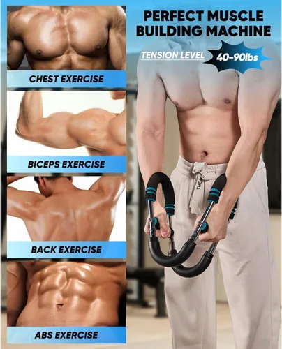 Vista 3 de LYKAN Entrenador de brazo Twister, equipo de entrenamiento de pecho ajustable de 40 a 100 libras, entrenador de brazos, entrenador de brazo