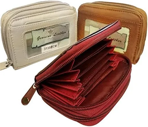 Vista 4 de SILVERFEVER Cartera para mujer con tarjetero RFID para mujer, de cuero, organizador de tarjetas de crédito