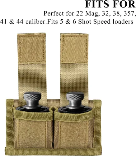 Vista 5 de Kosibate Estuche para Cinturón Speedloader de Nylon Táctico, Doble Cargador de Cinturón de Ajuste Universal .357 .44 La mayoría de .38 a .45 Colt