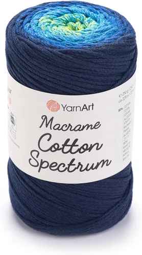 Vista 28 de YarnArt Macramé de Algodón Spectrum – Cuerda Multicolor 80% Algodón – 8.8 oz (250g), 246 yardas (225m) – Cuerda Colorida para Nudos, Tejido 512.2 in