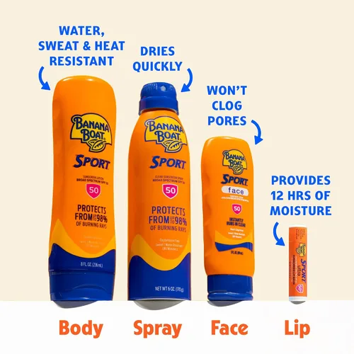 Vista 5 de Banana Boat Sport Lip Protector solar SPF 50, 0.15 oz (paquete de 2) Hidratación de 12 horas con protección solar, vitamina E y aloe, resistente