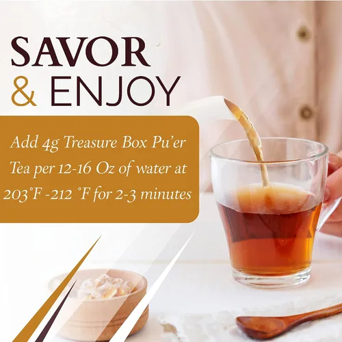 Vista 5 de Té suelto Pu-erh de cacao orgánico I POWERFUL Detox Immune I Heart & Digestion Support, paquete a granel de 12 oz Por T SECRETEA, Treasure Box