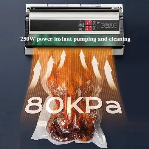 Vista 6 de Máquina selladora al vacío comercial, Máquina automática de conservación de alimentos de un solo toque, con función inflada y cortador de aire
