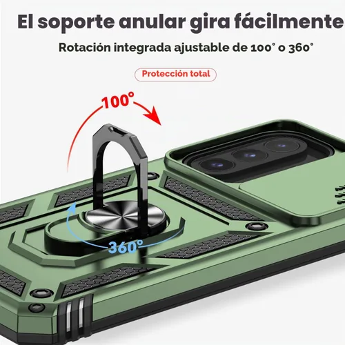 Vista 4 de SunStory Funda compatible con Samsung Galaxy A17 5G con protector de pantalla HD, cubierta de cámara deslizante y soporte de anillo giratorio, a