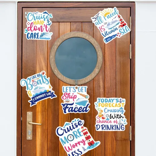 Vista 5 de Wxiben - Decoraciones magnéticas grandes para puerta de crucero, 6 unidades, decoración de puerta de crucero de navegación marítima, divertidos