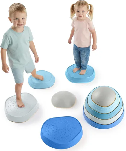 Vista 8 de Special Supplies Stepping Stones for Kids, 5 Balance Indoor and Outdoor Blocks Promote Coordination, Balance, Strength, Child Safe Rubber, Non-Slip