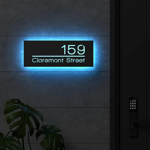 Vista 7 de Números LED de casa de 12 V para la calle retroiluminada, personalizada, números de casa modernos, placa de dirección iluminada con LED