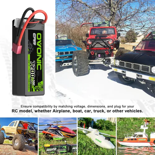 Vista 5 de OVONIC 4S LiPo Batería 7200mAh 14.8V 130C RC Batería con Dean-Estilo T Conector