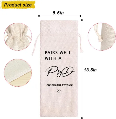 Vista 2 de Maydvdv PsyD Bolsa de vino, regalo para PsyD, regalo de graduación, regalo para psicólogo, regalo de graduación, combina bien con un PsyD (11MA01)