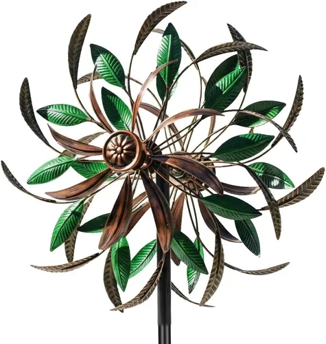 Vista 17 de DREAMYSOUL Molinillos de viento coloridos de 38 pulgadas, molinillos de metal para jardín y jardín, molinillos de viento decorativos para patio al