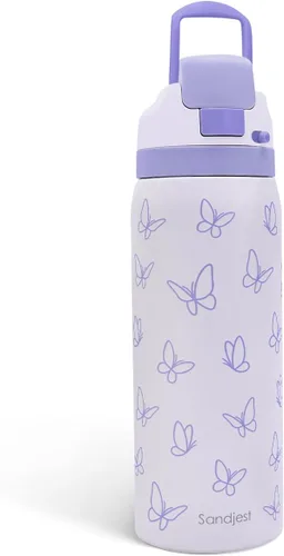 Vista 17 de Botella de agua de acero inoxidable con bandera estadounidense, aislada al vacío, tapa de botón, 32 onzas, regalos para patriota 4 de julio
