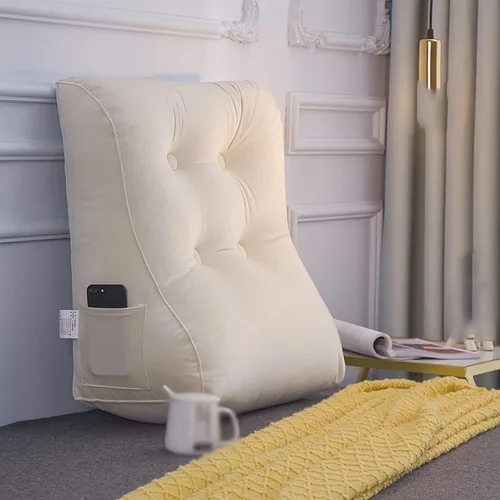 Vista 4 de SYTH Almohada de respaldo de cama, cojín de cuña triangular, almohada lumbar, respaldo tapizado de cabecero, soporte para sentarse en la cama