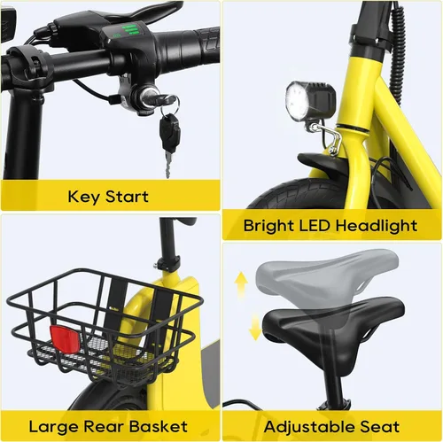 Vista 5 de RIDWIND Electric Scooter with Seat for Adults, 450W Motor Foldable E Scooter for Adults with LCD Display,15.5MPH, 20 Miles Range, Max Load 265LB