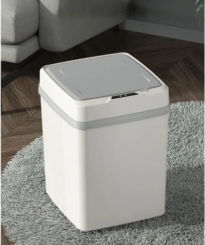 Vista 9 de Surakey Cubo de basura inteligente sin contacto con tapa recargable de 12 litros con sensor de movimiento automático, cubo de basura eléctrico