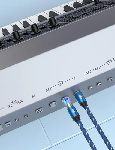 Vista 3 de EMK Cable DIN MIDI de 5 pines macho a macho, compatible con teclado MIDI/sintetizador/guitarra/multiefectos de guitarra/interfaz de audio/mezclador