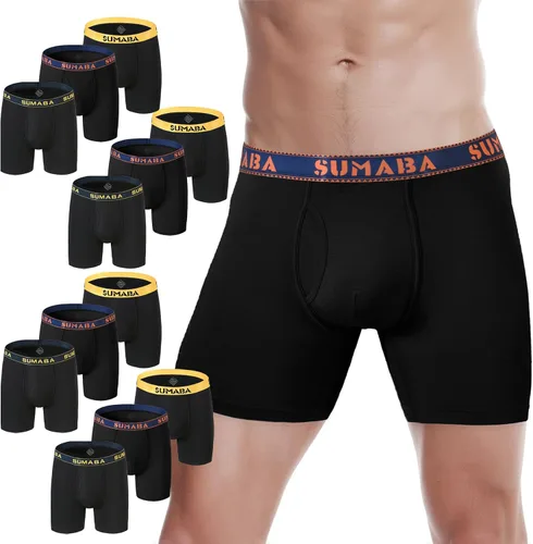Vista 35 de SUMABA Calzoncillos tipo bóxer de pierna larga para hombre, con bolsa que no se suben para hombre 1 paquete: verde militar02