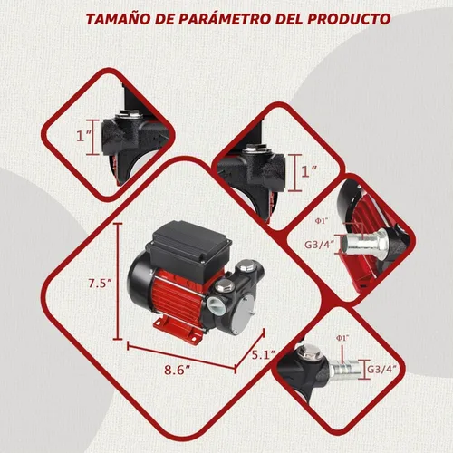 Vista 4 de Trupow Bomba extractora de transferencia de combustible eléctrico de autocebado para diesel, queroseno y aceite de 110V CA 15GPM