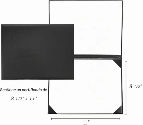 Vista 2 de Cubierta para diploma de 8.5 x 11 pulgadas, titular de certificado de graduación, cubiertas de certificado de cuero liso (negro)