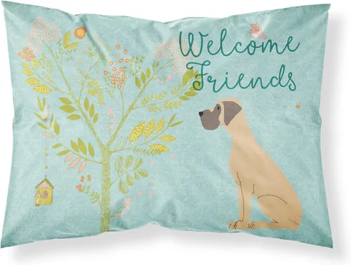 Vista 76 de Caroline's Treasures BB7625PILLOWCASE - Funda de almohada decorativa de tela con texto en inglés "Welcome Friends" Airedale Terrier estándar