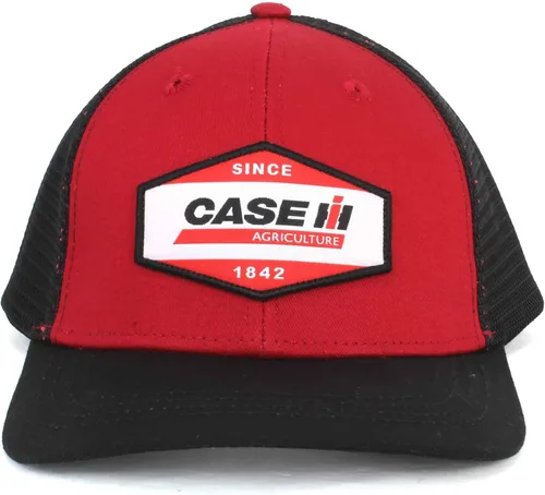Vista 2 de Case IH Camionero de parche tejido rojo y negro de dos tonos, Multi