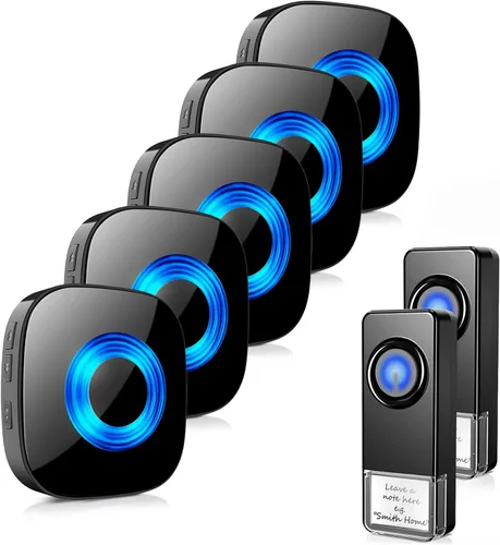 Vista 12 de Campanas de puerta inalámbricas para hogares, kits de timbre con 1 transmisor, 1 receptor, funcionamiento impermeable a un rango de 1000 pies, 48