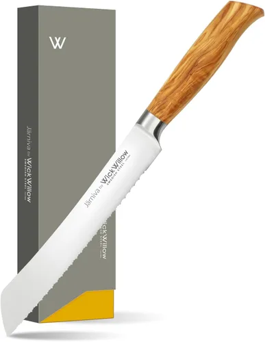 Vista 11 de WICKWILLOW - Cuchillo de chef de 8 pulgadas – Cuchillo de cocina de acero sueco ultra afilado con mango de madera de olivo italiano – Cuchillo