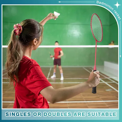 Vista 4 de woanger Juego de 8 raquetas de bádminton con 12 raquetas de bádminton para adultos y adolescentes, juego de bádminton para patio trasero, gimnasio