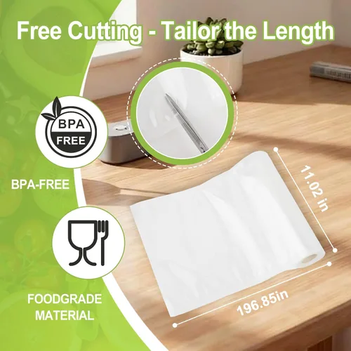 Vista 3 de 4 rollos de bolsas selladoras al vacío compatibles con sellador al vacío Anova & FoodSaver, 11 pulgadas x 16.4 pies y 8.3 x 16.4 pies, sin BPA