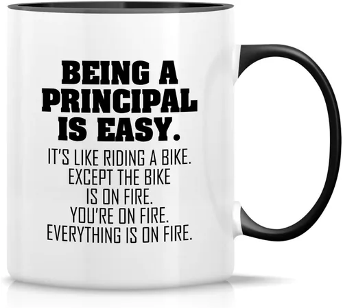 Vista 7 de Retreez Taza divertida – Being a Principal is Easy Except the Bike is on Fire Taza de café de cerámica de 11 onzas – Divertido, sarcástico, regalos