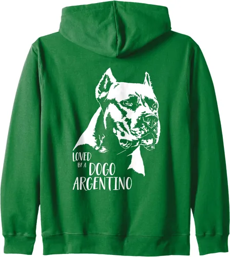 Vista 6 de Loved by a Dogo Argentino dog mom dog saying Zip Hoodie