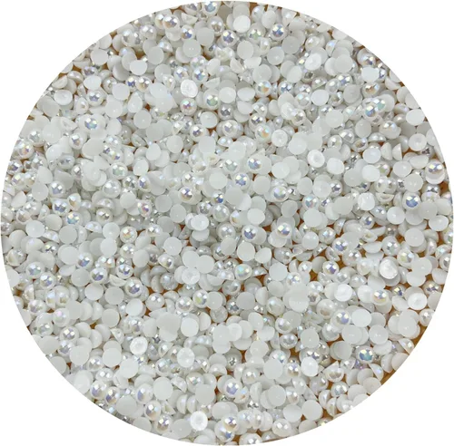 Vista 48 de 2000 piezas de cuentas de media perla de 3 mm para manualidades, cuentas de perla de parte trasera plana, cuentas semirredondas para joyería, arte