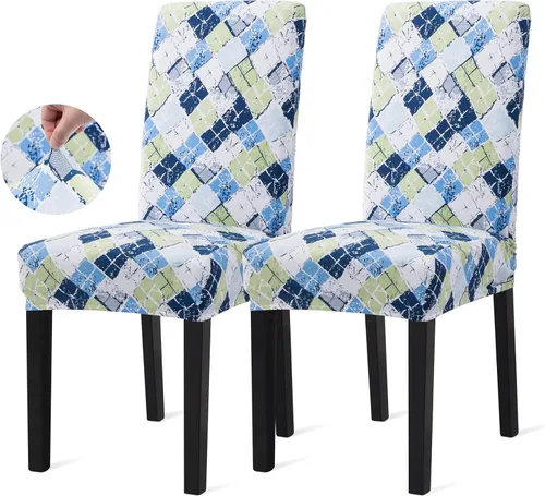 Vista 100 de Sufdari Juego de 2 fundas para sillas de comedor, fundas para sillas de cocina, fundas para sillas Parsons, protectores de sillas de elastano