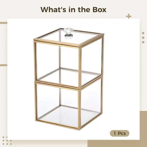 Vista 2 de Almacenamiento multiusos para baño, soporte para brochas de maquillaje de vidrio, organizador de bolas de algodón Qtip, 3.9 x 3.9 x 6.3 in