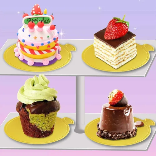 Vista 5 de 200 mini tableros redondos para tartas de 3.15 pulgadas, base de círculo dorado, para cupcakes, postres, bandeja para decorar pasteles, fiestas