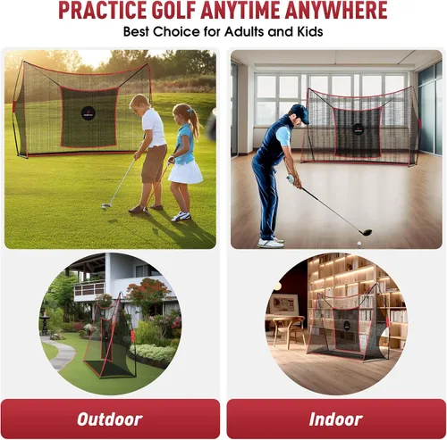 Vista 7 de Red de práctica de golf, red de campo de conducción resistente con objetivo de astillado de alto impacto, incluye bolsa de transporte y pelotas
