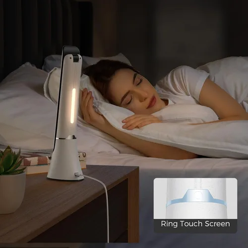 Vista 6 de Lámpara de terapia de luz, 10 000 LUX sin rayos UV, luz solar LED de espectro completo, luz de estado de ánimo con control táctil y función de luz