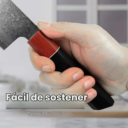 Vista 6 de Miyake Cuchillo de chef japonés Gyuto de 8.6 pulgadas, cuchillo de cocina profesional de Damasco afilado con mango G10 de espiga completa