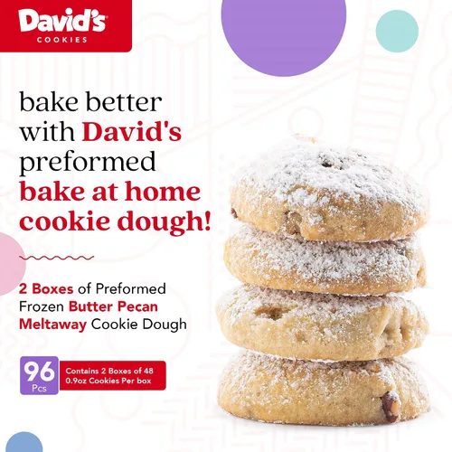 Vista 2 de David's Cookies - Masa para galletas congeladas y preformadas de mantequilla y pecanas, listas para hornear, 96