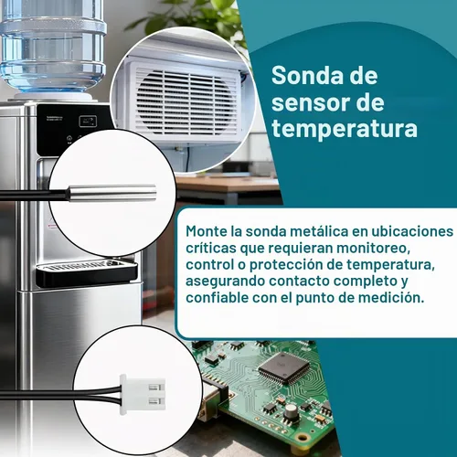Vista 5 de 5 piezas 1M Sonda de sensor de temperatura 10K, sonda de sensor de termistor NTC B3950, carcasa de cobre niquelada de alta sensibilidad, precisión
