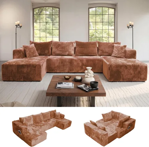 Vista 30 de sofás deshuesados en forma de U de 130", negro modular del sofá seccional
