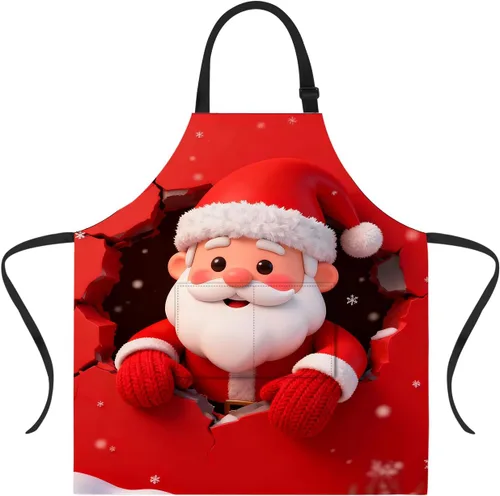 Vista 46 de ANNA QUEEN Delantal de Feliz Navidad para mujeres y hombres con bolsillos, delantal de muñeco de nieve, delantal de cocina ajustable para cocinero