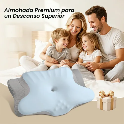Vista 7 de Ylekto Almohada cervical para el cuello para aliviar el dolor, almohadas de Azul & gris